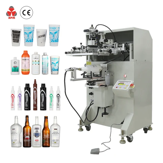 S350 Mehrfarbige zylindrische China-Siebdruckmaschine halbautomatisch für Parfümflaschen, Glasflaschen, Plastikbecher