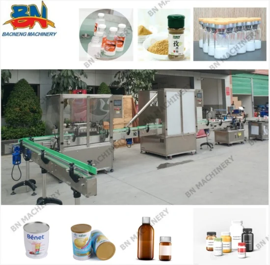 Automatische Flaschen-/Fläschchen-Pulverfüllmaschine mit Flaschenwasch-, Versiegelungs- und Etikettierlinie
